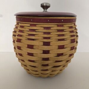 Longaberger 2005 Large Strawberry Canister Basket W/ Fabric Liner & Canister NEW